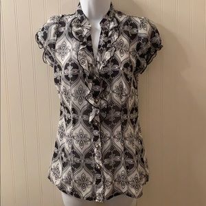 Maurices Black and White Sheer Blouse Size Small